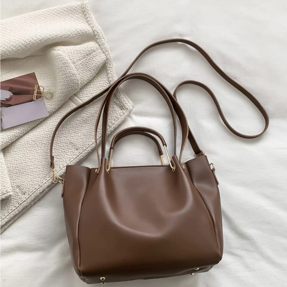 Brown Minimalist Double Handle Square Bag - Picture 4 of 10